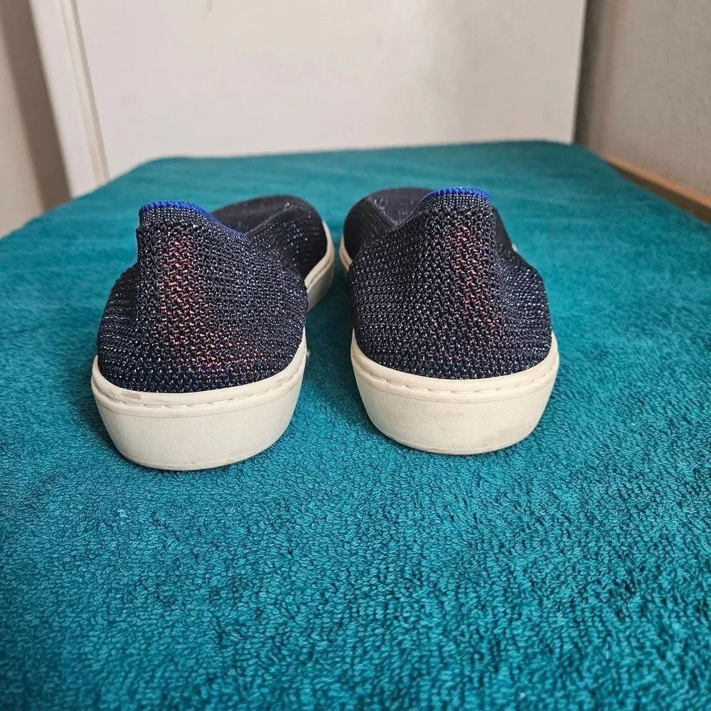 Rothy’s The Sneaker Slip On Galaxy Metallic Navy Sparkle Blue Halo Size 8.5W